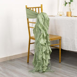 5 Pack Sage Green Curly Willow Chiffon Satin Chair Sashes