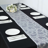 12x108inch Sparkly Silver Leaf Vine Sequin Tulle Table Runner