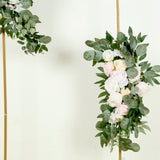 Set of 2 Cream Blush Silk Rose Wedding Arch Flowers with Eucalyptus Leaves