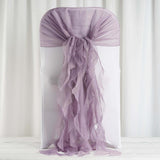 1 Set Violet Amethyst Chiffon Hoods With Ruffles Willow Chiffon Chair Sashes