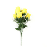 12 Bushes | Yellow Artificial Premium Silk Flower Rose Bud Bouquets#whtbkgd