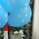 25 Pack | 12inches Blue & White Fun Polka Dot Latex Party Balloons