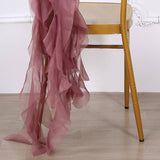 Mauve/Cinnamon Rose Chiffon Curly Chair Sash#whtbkgd