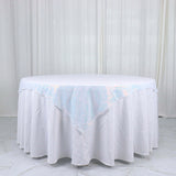 60x60inch Iridescent Blue Duchess Sequin Square Table Overlay, Table Linen Decor