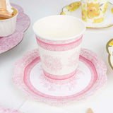 24 Pack | Vintage Mixed Floral Disposable Tea Cup And Saucer Set