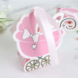 25 Pack | Pink Baby Paper Stroller Party Favor Gift Boxes, Cardstock Carriage