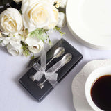 2 Pack | 4inch Silver Metal Couple Coffee Spoon Set Party Favors, Pre-Packed Wedding Souvenir Gift