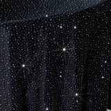 Scuba Round Tablecloth 120 Black with Rhinestone Accents – Seamless, Wrinkle-Free