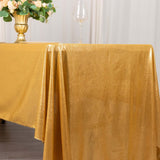 60x126inch Gold Shimmer Sequin Dots Polyester Tablecloth, Wrinkle Free Sparkle Glitter