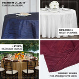 132inch Navy Blue Accordion Crinkle Taffeta Seamless Round Tablecloth