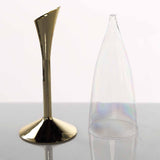 6 Pack | 5oz Clear / Gold Plastic Champagne Flutes, Disposable Glasses With Detachable Base