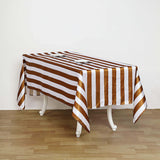 60"x102" Gold White Stripe Satin Rectangle Tablecloth