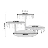3-Tier Acrylic Cake Stand Clear with Hanging Crystal Pendants – Dessert Display for Weddings