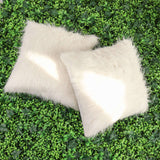 2 Pack | 18Inch White Faux Fur Sheepskin Throw Pillow Cases, Square Pillow Covers