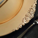 6 Pack | 13inch Gold Embossed Baroque Round Charger Plates With Antique Design Rim