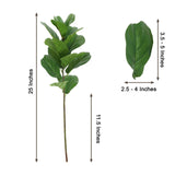 2 Bushes | 25Inch Green Artificial Fiddle Leaf Branch Stems, Faux Plants