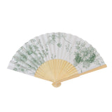 5-Pack Paper Folding Fans Party Favors in White & Sage Green French Toile Pattern#whtbkgd