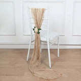 5 Pack | Beige Gauze Cheesecloth Boho Chair Sashes - 16inch x 88inch