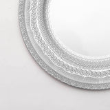 6 Pack | 13inch Silver Boho Lace Embossed Acrylic Plastic Charger Plates