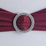 5 pack | 5"x14" Burgundy Spandex Stretch Chair Sash with Silver Diamond Ring Slide Buckle#whtbkgd