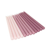 12 Pack Mixed Dusty Rose Premium Wax Taper Candles, Unscented Candles - 10inch