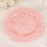 6 Pack 13inch Transparent Blush Round Reef Acrylic Plastic Charger Plates, Dinner Charger Plates