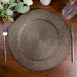 6 Pack | 13inch Natural Brown Rattan-Like Disposable Round Charger Plates