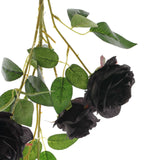 2 Bouquets | 33inch Tall Black Artificial Silk Rose Flower Bush Stems