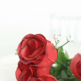 12 Bushes | Red, Black Artificial Premium Silk Flower Rose Bud Bouquets