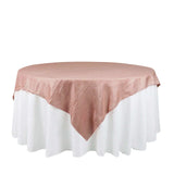 72x72Inch Dusty Rose Accordion Crinkle Taffeta Table Overlay, Square Tablecloth Topper