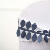 50ft | 4inch Navy Blue Leaf Petal Taffeta Ribbon Sash, Artificial DIY Fabric Garlands