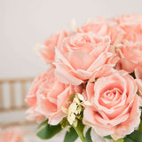 2 Bushes | 18inch Real Touch Blush Rose Gold Artificial Rose Flower Bouquet, Silk Long Stem Flower