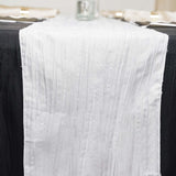  Accordion Crinkle Taffeta Table Runner - White