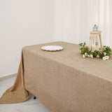 60"x126" Natural Faux Burlap Rectangle Tablecloth, Boho Chic Jute Table Linen