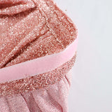 17ft Blush / Rose Gold Metallic Shimmer Tinsel Spandex Pleated Table Skirt with Top Velcro Strip