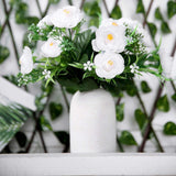 4 Bushes | White Artificial Silk Peony Flower Bouquet Arrangement