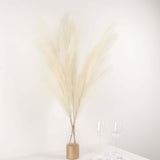 3 Stems | 44inches Cream Artificial Pampas Grass Plant Sprays, Faux Branches Vase Flower Arrangement