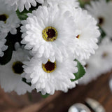 4 Bushes | White Artificial Silk Gerbera Daisy Flower Bouquets, 28 Daisies