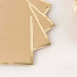 50 Pack Soft Natural 2 Ply Disposable Cocktail Napkins with Gold Foil Edge Disposable Paper Beverage