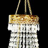 2ft Empire Style Beaded Crystal Chandelier with Gold Ornate Metal Frame, Adjustable Hanging