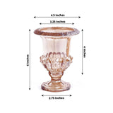 2 Pack Amber Glass Pedestal Flower Vases in Classic Roman Urn Style, 6inch Mini Floral Vase Table