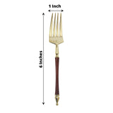 24 Pack | 6inch Gold / Brown Plastic Dessert Forks With Roman Column Handle