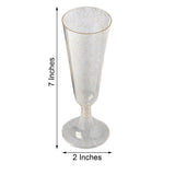 12 Pack | 5oz Gold Glittered Short Stem Plastic Champagne Glasses, Disposable Trumpet Flutes