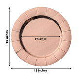 Rose Gold Disposable 13inch Charger Plates, Cardboard Serving Tray, Round with Leathery Texture