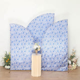 Set of 3 White Blue Satin Chiara Wedding Arch Covers in French Toile Floral Pattern