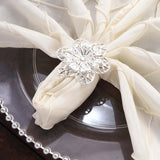 4 Pack Silver Metal Hollow Sun Flower Napkin Rings, Modern Flower Shaped Napkin Bands