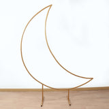 6.5ft Gold Metal Crescent Moon Wedding Arch Backdrop Stand, Curved Arbor Floral Balloon Frame