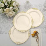 10 Pack | 8inch Round Plastic Dessert Salad Plates In Vintage Ivory