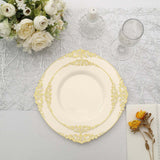 10 Pack | 8inch Round Plastic Dessert Salad Plates In Vintage Ivory