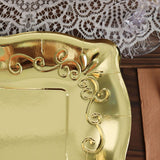 Vintage Dinner Paper Plates, Shiny Metallic Pottery Embossed Party Plates With Scroll Design Edge